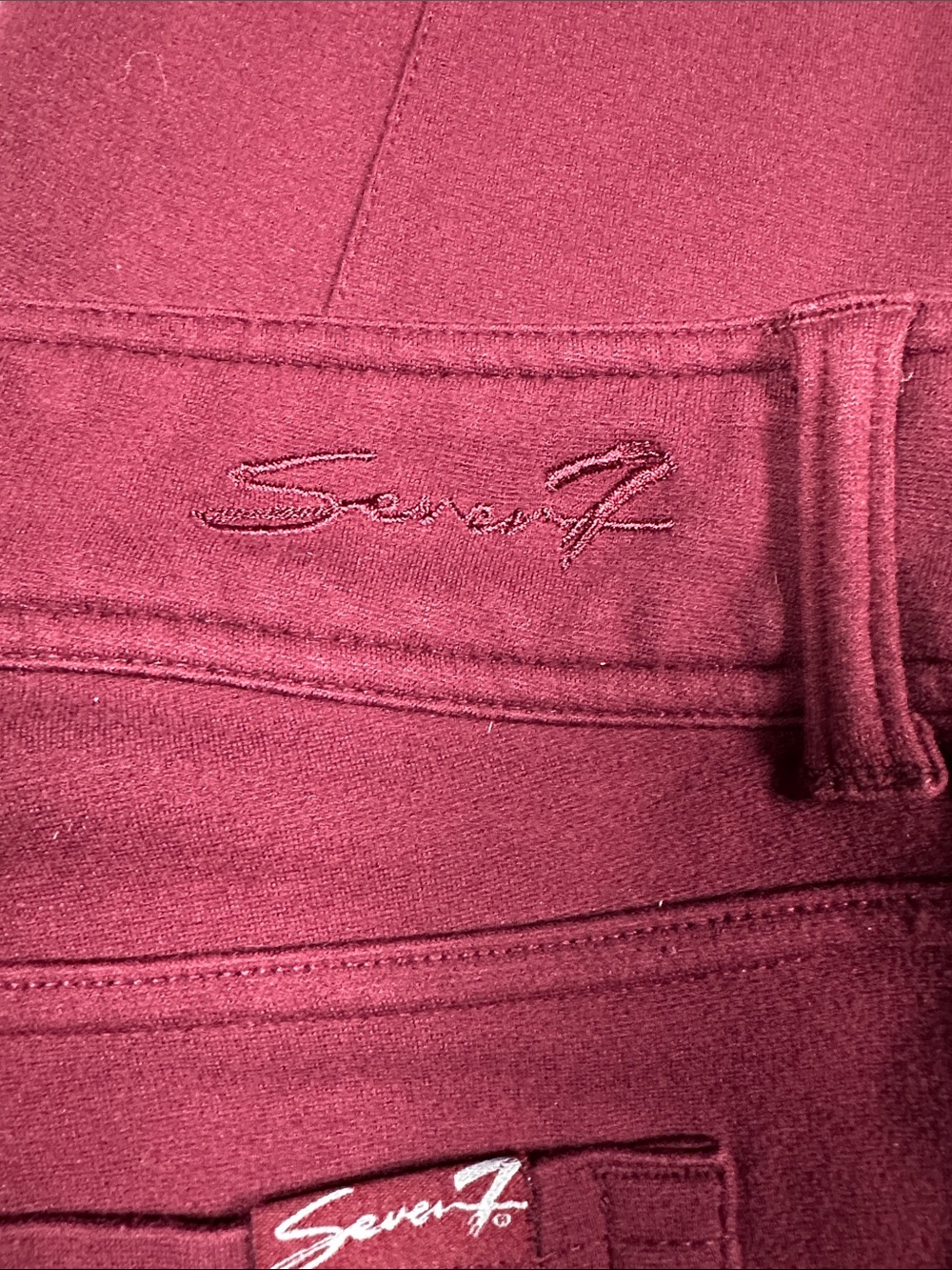 Seven7 Super Stretchy Pants Maroon Jegging / Zipper Skinny Rayon Nylon Blend 14 - Picture 7 of 7